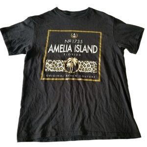 Amelia Island Florida T-Shirt Adult Medium #1735 Original Beach Couture Black